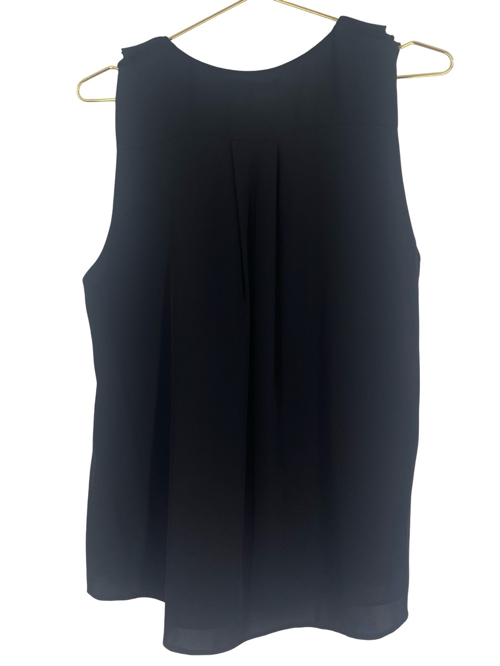White House Black Market Black Pleated V-Neck Ruffle Camisole size 12 WHBM top - Picture 3 of 6